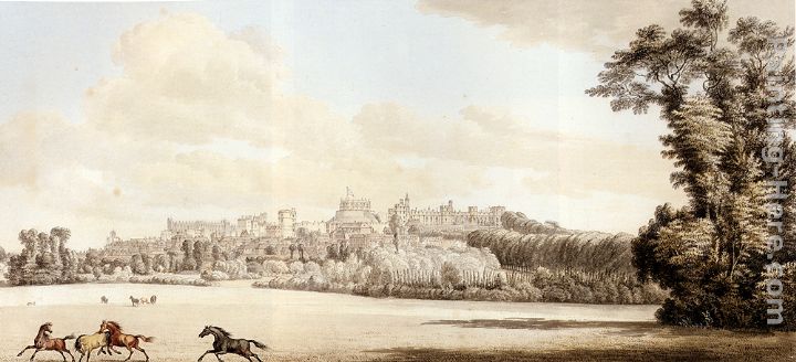 View Of Windsor Castle And Part Of The Town From The Spital Hill painting - Paul Sandby View Of Windsor Castle And Part Of The Town From The Spital Hill art painting